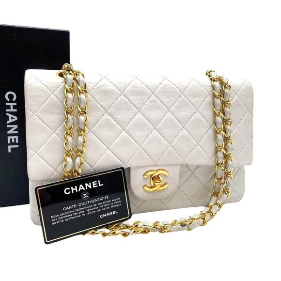 Authentic CHANEL 24K Vintage Classic Double Flap Bag Quilted Lambskin Chain Tote - Picture 1 of 11